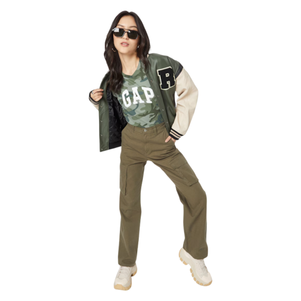 CAMISETA CASUAL FEMENINO GAP LOGOTIPO MANGAS CORTAS CAMOUFLAGE