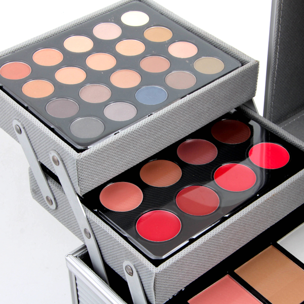 MALETA DE MAQUILLAJE MISS ROSE DE 4 NIVELES DE ALUMINIO