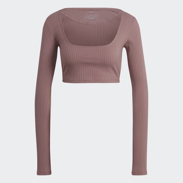 CAMISETA DEPORTIVO FEMENINO ADIDAS SPORTWEAR STUDIO LOUNGE RIB MANGAS LARGAR CROPPED