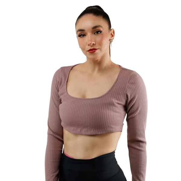 CAMISETA DEPORTIVO FEMENINO ADIDAS SPORTWEAR STUDIO LOUNGE RIB MANGAS LARGAR CROPPED