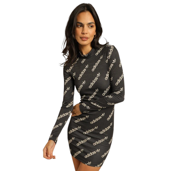 VESTIDO FEMENINO ADIDAS LOGOMANIA REPEAT MANGAS LARGAS