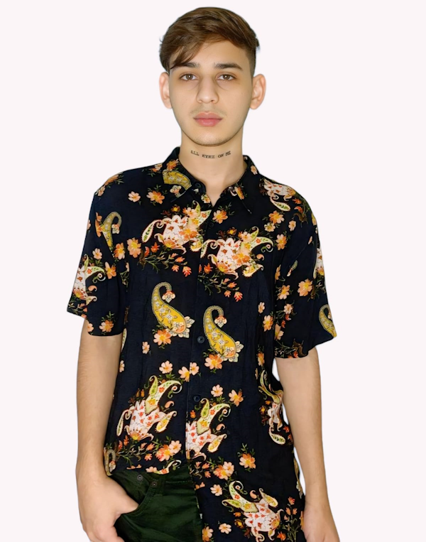 CAMISA MASCULINO GUESS MYSTIC FLOWER ECO MANGAS CORTAS