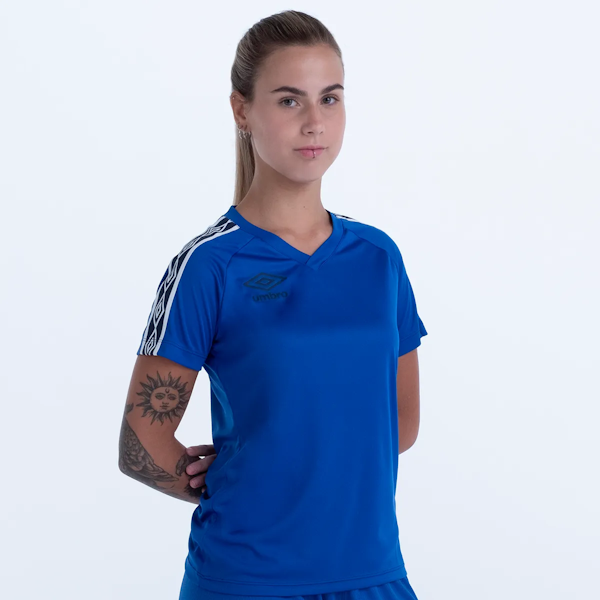 CAMISETA DEPORTIVO FEMENINO UMBRO TRADITIONAL TAPE MANGAS CORTAS