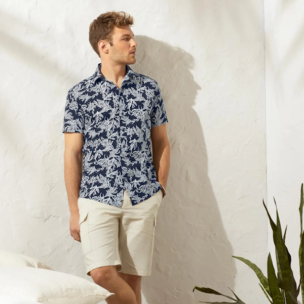 CAMISA MASCULINO TCHIBO ESTAMPADO MANGAS CORTAS
