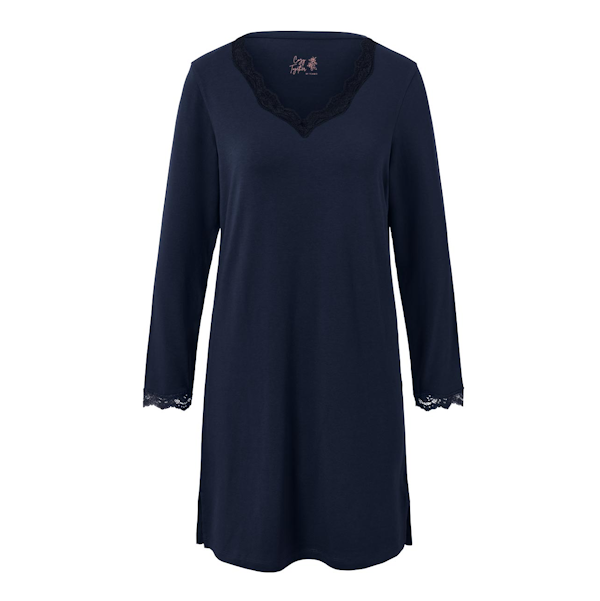 CAMISÓN FEMENINO TCHIBO CON RIBETE DE ENCAJE MANGAS LARGAS