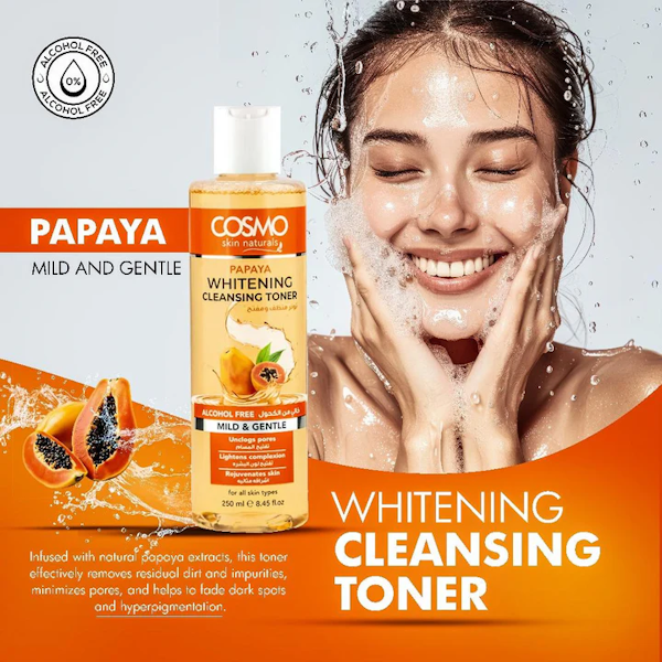 TÓNICO LIMPIADOR FACIAL COSMO WHITENING PAPAYA 250ML