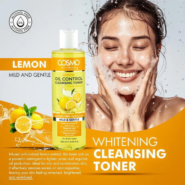 TÓNICO LIMPIADOR FACIAL COSMO OIL CONTROL LEMON 250ML