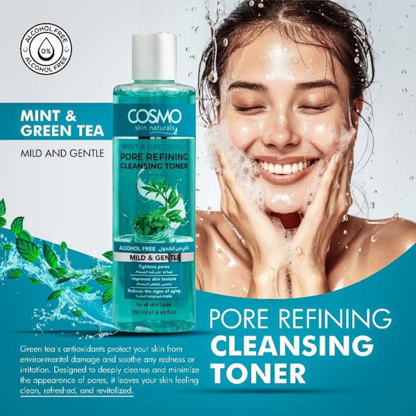 TÓNICO LIMPIADOR FACIAL COSMO PORE REFINING MINT &amp; GREEN TEA 250ML