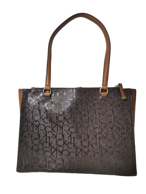 BOLSO DE MANO FEMENINO CALVIN KLEIN MAVIS LOGO TOTE BRN