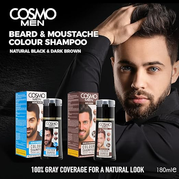 SHAMPOO PARA BARBA COSMO MEN COLOUR DARK BROWN 180ML