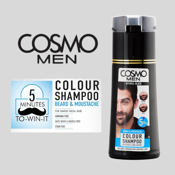 SHAMPOO PARA BARBA COSMO MEN COLOUR NATURAL BLACK 180ML