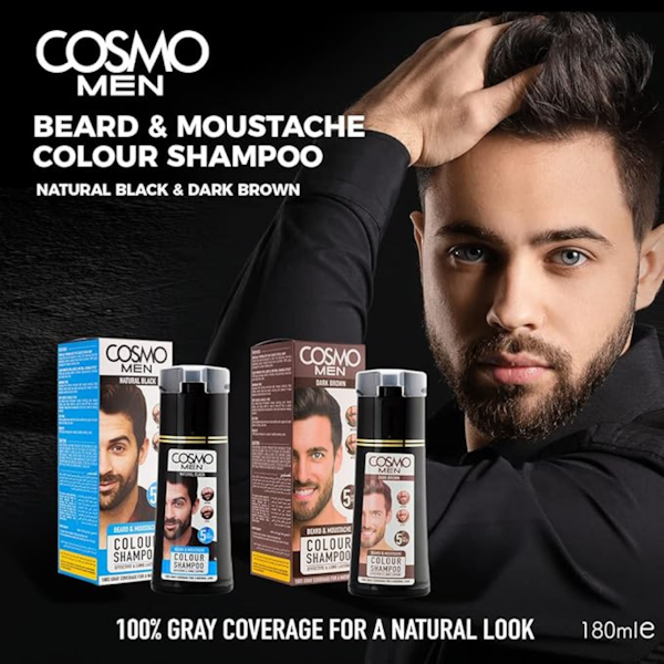 SHAMPOO PARA BARBA COSMO MEN COLOUR NATURAL BLACK 180ML