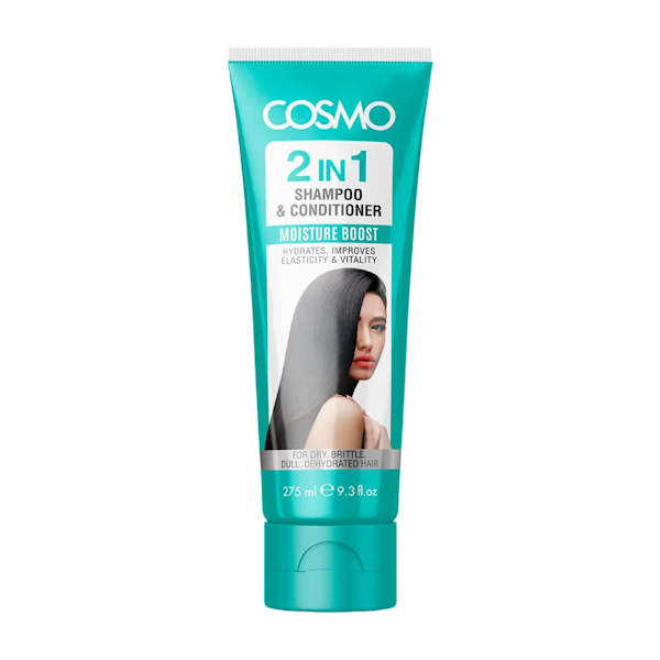 SHAMPOO &amp; ACONDICIONADOR CAPILAR COSMO MOISTURE BOOTS 2 EN 1 275ML