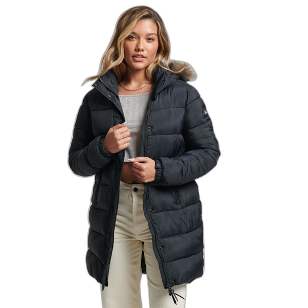 CHAQUETA DE PLUMÓN FEMENINO SUPERDRY VINTAGE CON CAPUCHA NEGRO