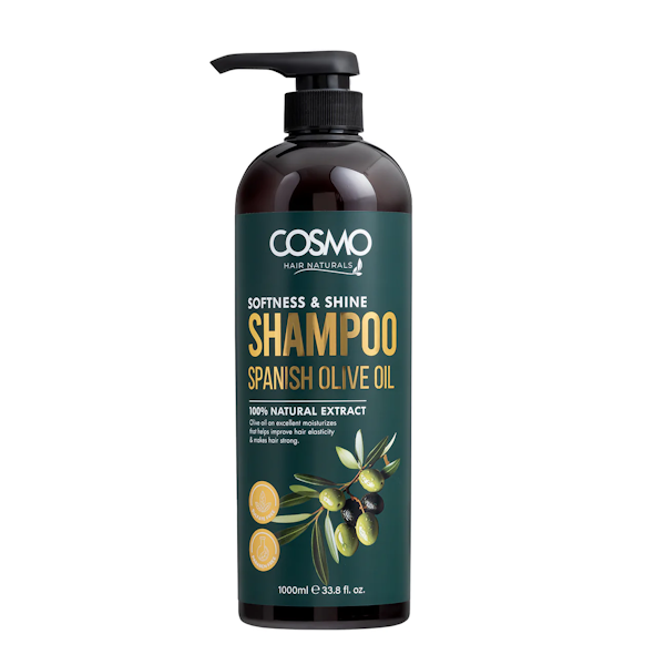 SHAMPOO CAPILAR COSMO HAIR NATURALS SPANISH OLIVE OIL SOFTNESS &amp; SHINE 1000ML