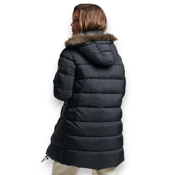 CHAQUETA DE PLUMÓN FEMENINO SUPERDRY VINTAGE CON CAPUCHA NEGRO