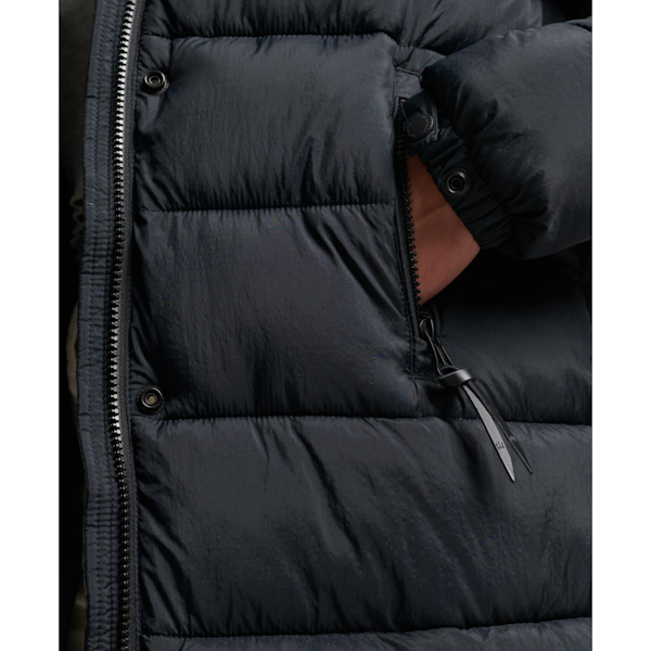 CHAQUETA DE PLUMÓN FEMENINO SUPERDRY VINTAGE CON CAPUCHA NEGRO