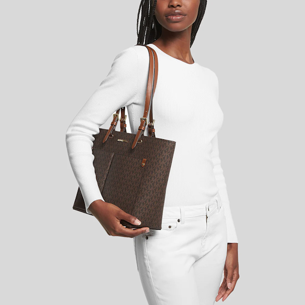 BOLSO DE MANO FEMENINO MICHAEL KORS JET SET TOTE MEDIANO CON LOGOTIPO Y BOLSILLO