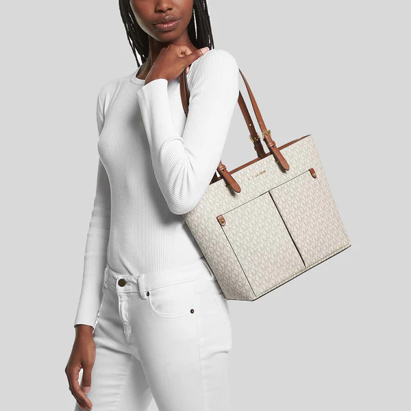 BOLSO DE MANO FEMENINO MICHAEL KORS JET SET TRAVEL TOTE MEDIANO CON LOGOTIPO Y BOLSILLO
