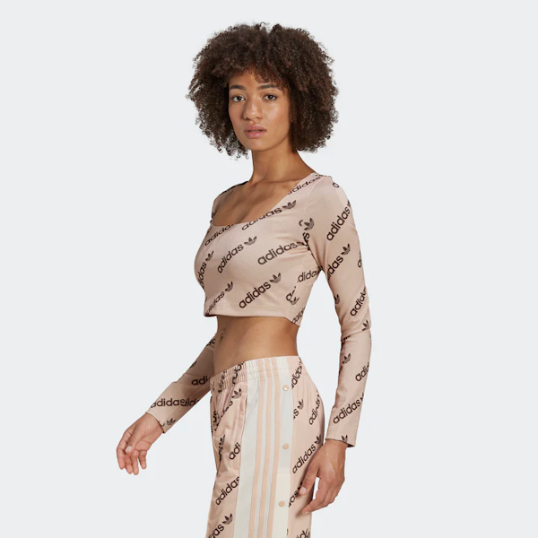 TOP DEPORTIVO FEMENINO ADIDAS MONOGRAM CROPPED MANGAS LARGAS