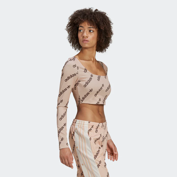 TOP DEPORTIVO FEMENINO ADIDAS MONOGRAM CROPPED MANGAS LARGAS