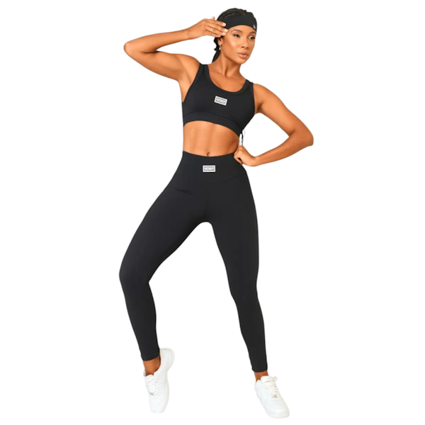 CONJUNTO DEPORTIVO FEMENINO LET´S GYM BASIC COMFORT RIB TOP + LEGGINGS