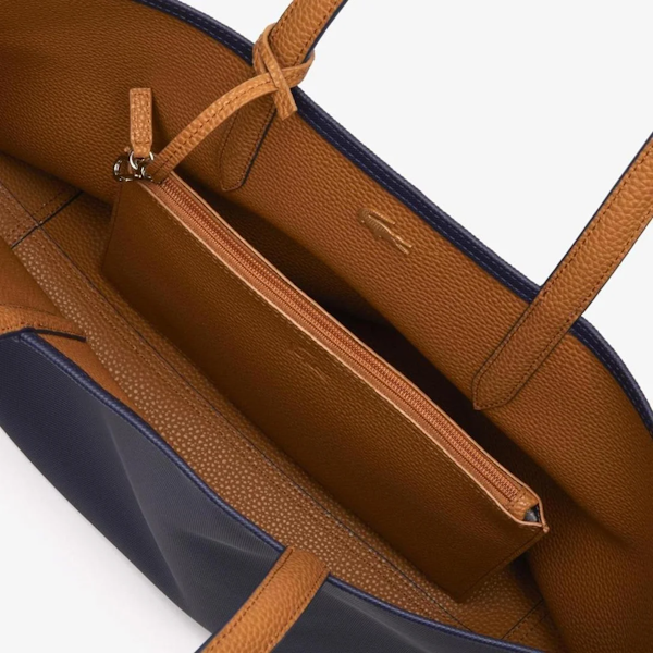 BOLSO DE HOMBRO FEMENINO LACOSTE TOTE ANNA REVERSIBLE MARINO/ CARAMELO