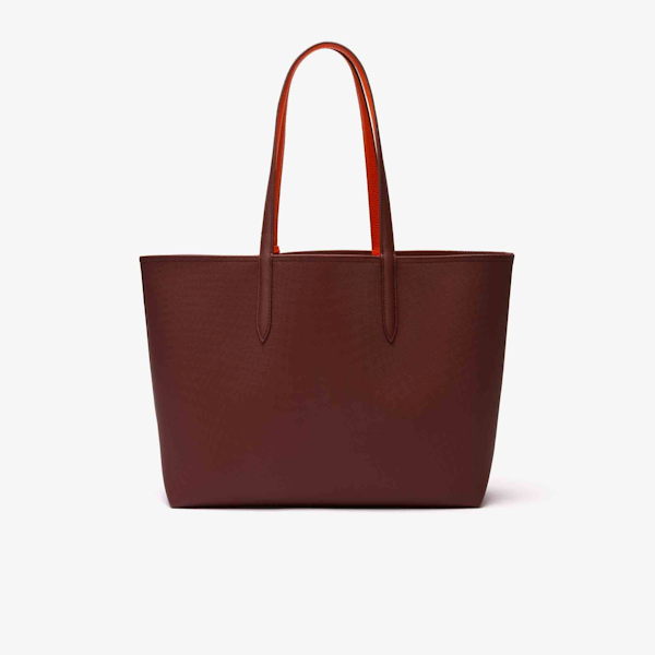 BOLSO DE HOMBRO FEMENINO LACOSTE TOTE ANNA REVERSIBLE MARRÓN/NARANJA