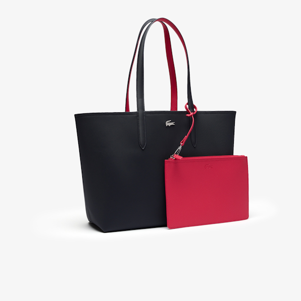 BOLSO DE HOMBRO FEMENINO LACOSTE TOTE ANNA REVERSIBLE NEGRO/ FUCSIA