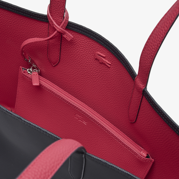 BOLSO DE HOMBRO FEMENINO LACOSTE TOTE ANNA REVERSIBLE NEGRO/ FUCSIA