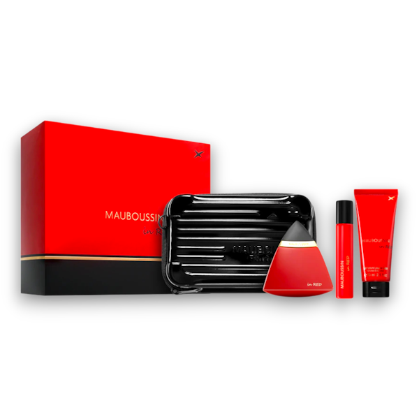 PERFUME FEMENINO MAUBOUSSIN IN RED EDP SET 4 PIEZAS
