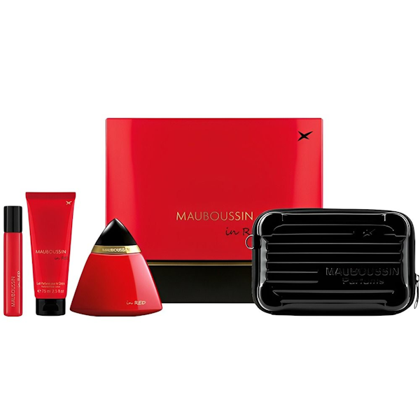 PERFUME FEMENINO MAUBOUSSIN IN RED EDP SET 4 PIEZAS