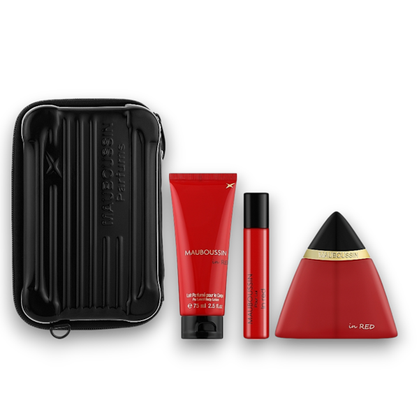 PERFUME FEMENINO MAUBOUSSIN IN RED EDP SET 4 PIEZAS