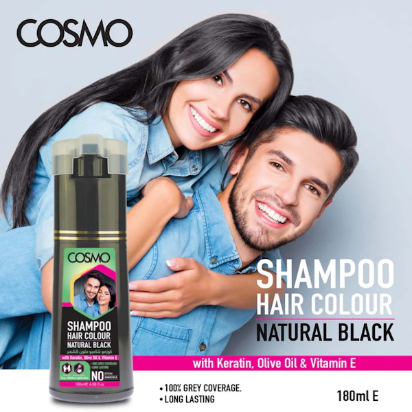 SHAMPOO CAPILAR COSMO HAIR COLOUR NATURAL BLACK 180ML