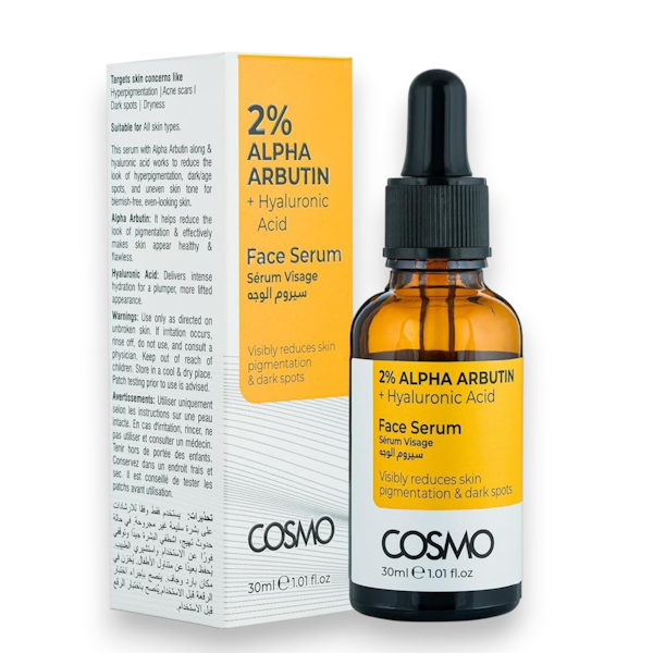 SÉRUM FACIAL COSMO 2% ALPHA ARBUTIN + HYALURONIC ACID 30ML