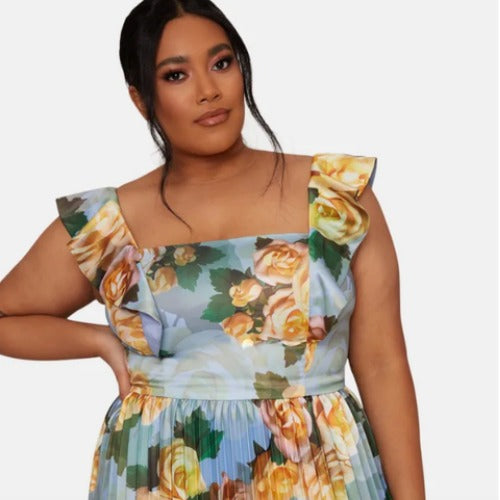 VESTIDO CASUAL CHI CHI RUFFLE FLORAL PRINT