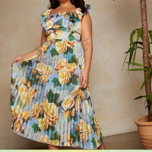 VESTIDO CASUAL CHI CHI RUFFLE FLORAL PRINT