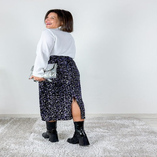 FALDA PIECES CON LENTEJUELAS PCKAM NEGRO