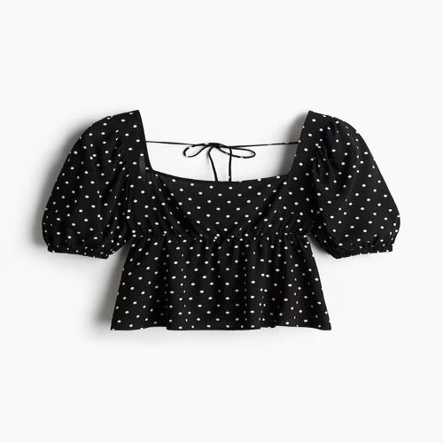 BLUSA FEMENINO QUIZ PEPLUM CON ESTAMPADO NEGRO