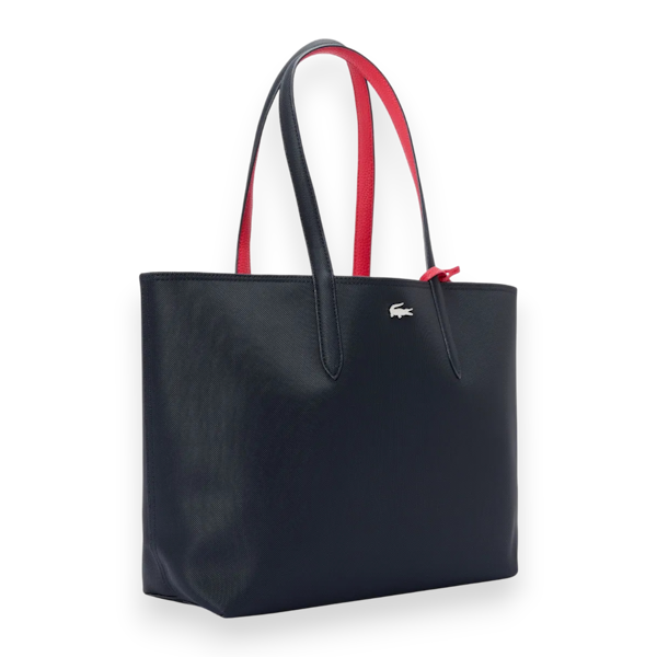 BOLSO DE HOMBRO FEMENINO LACOSTE TOTE ANNA REVERSIBLE BLACK/RED