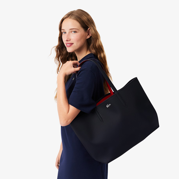BOLSO DE HOMBRO FEMENINO LACOSTE TOTE ANNA REVERSIBLE BLACK/RED